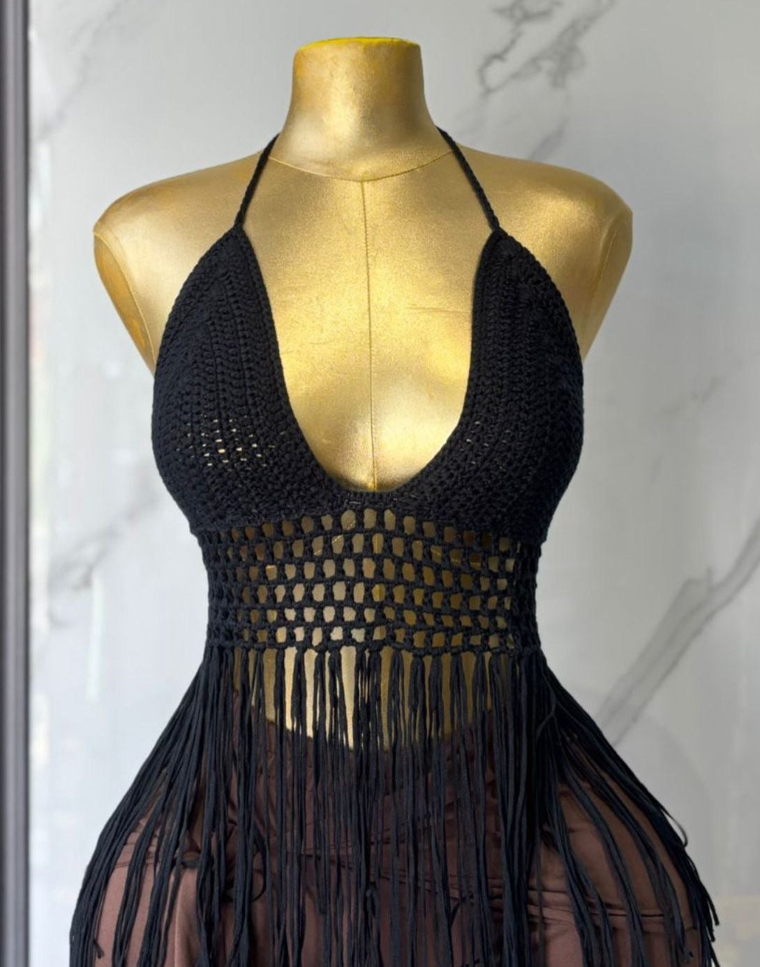 CROCHET CROP HALTER TOP