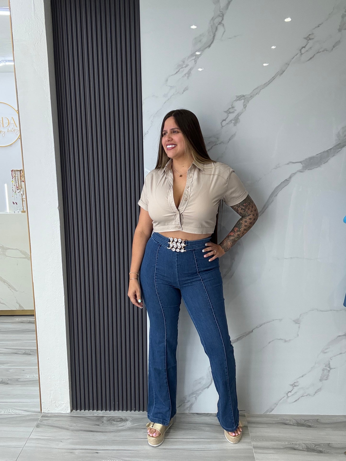 Stone Pattern Dressy Pants