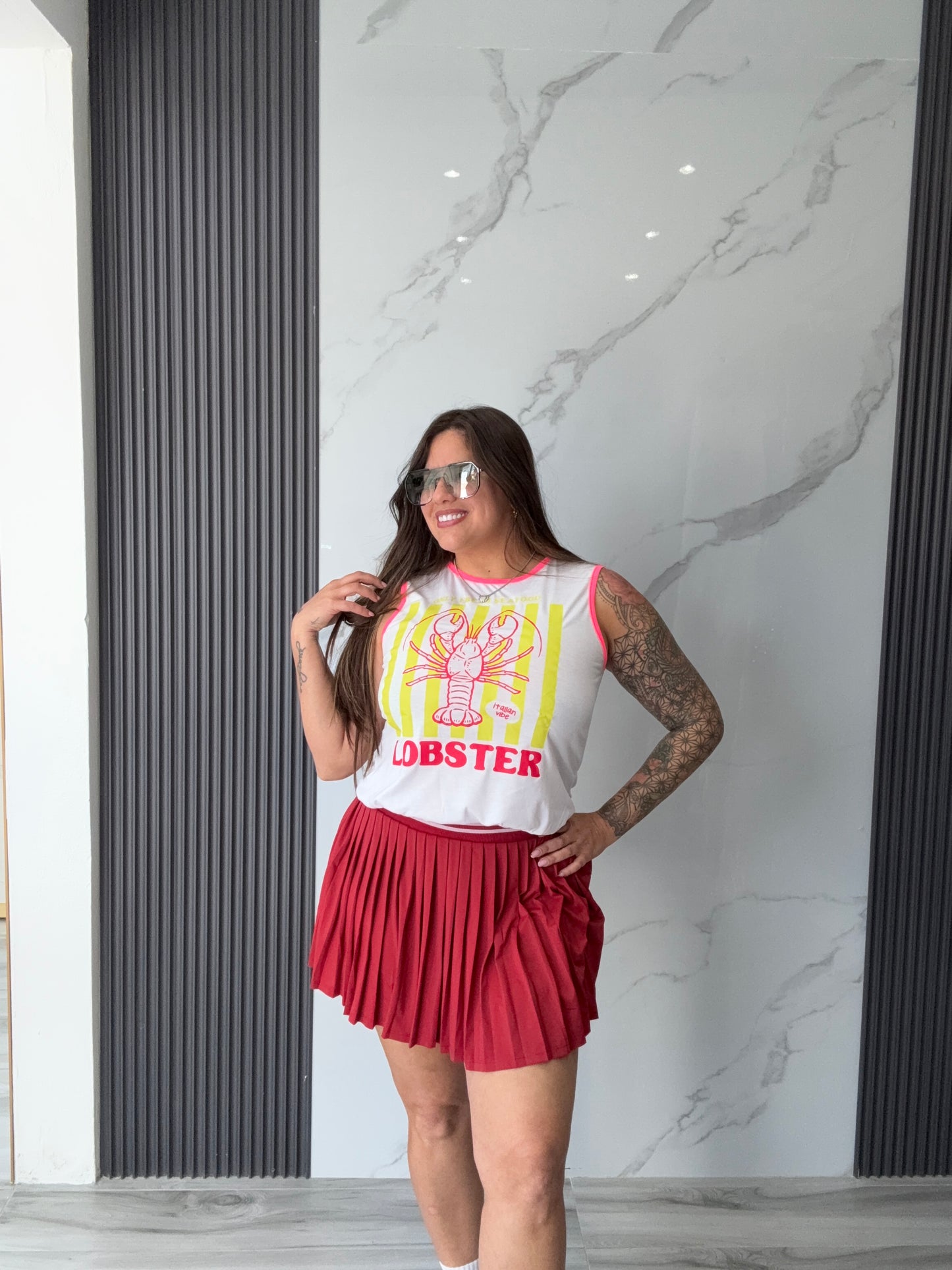 Lobster Contrast Sleeveless Top