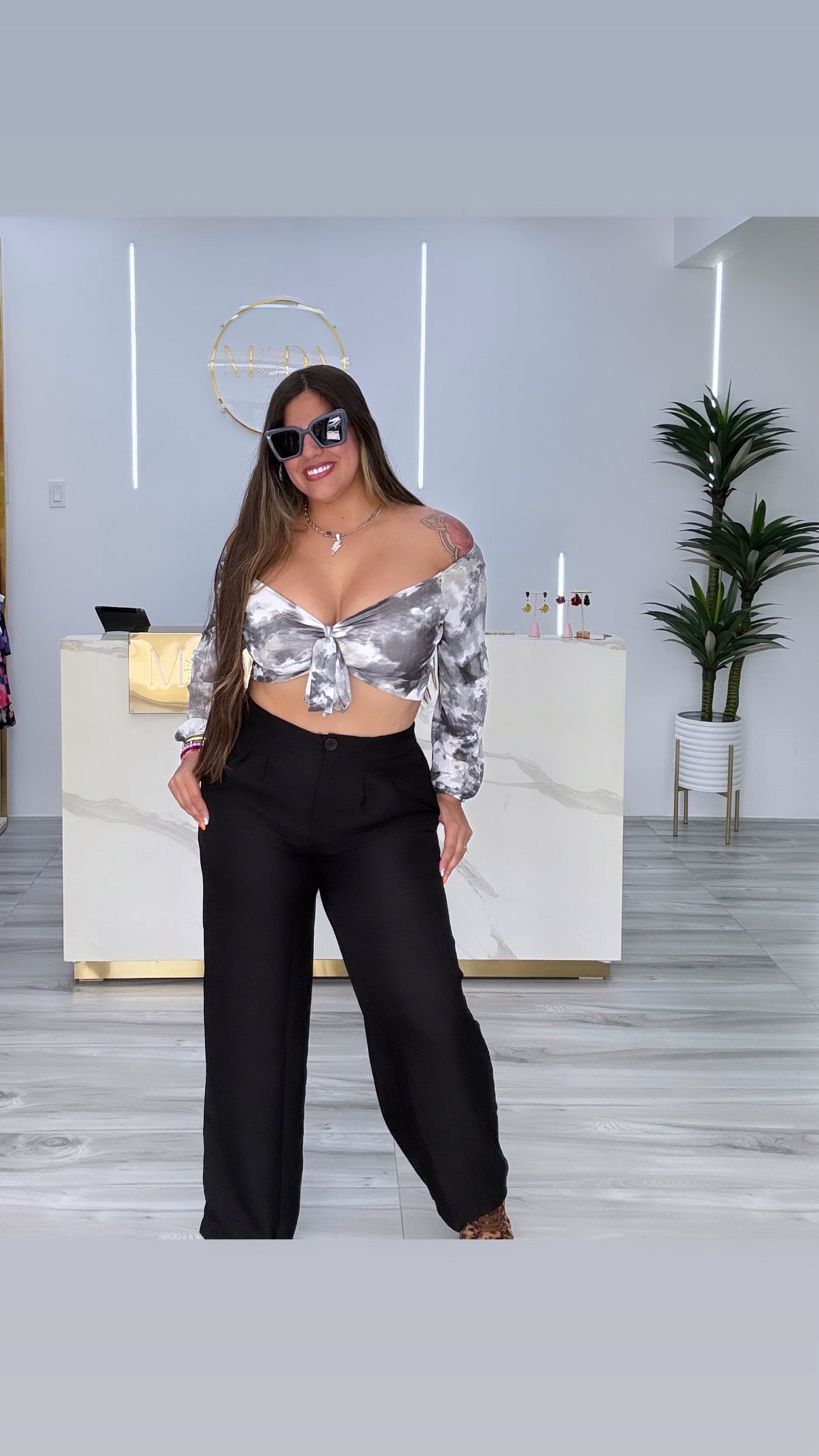 Front Pleats Wide Leg Pants