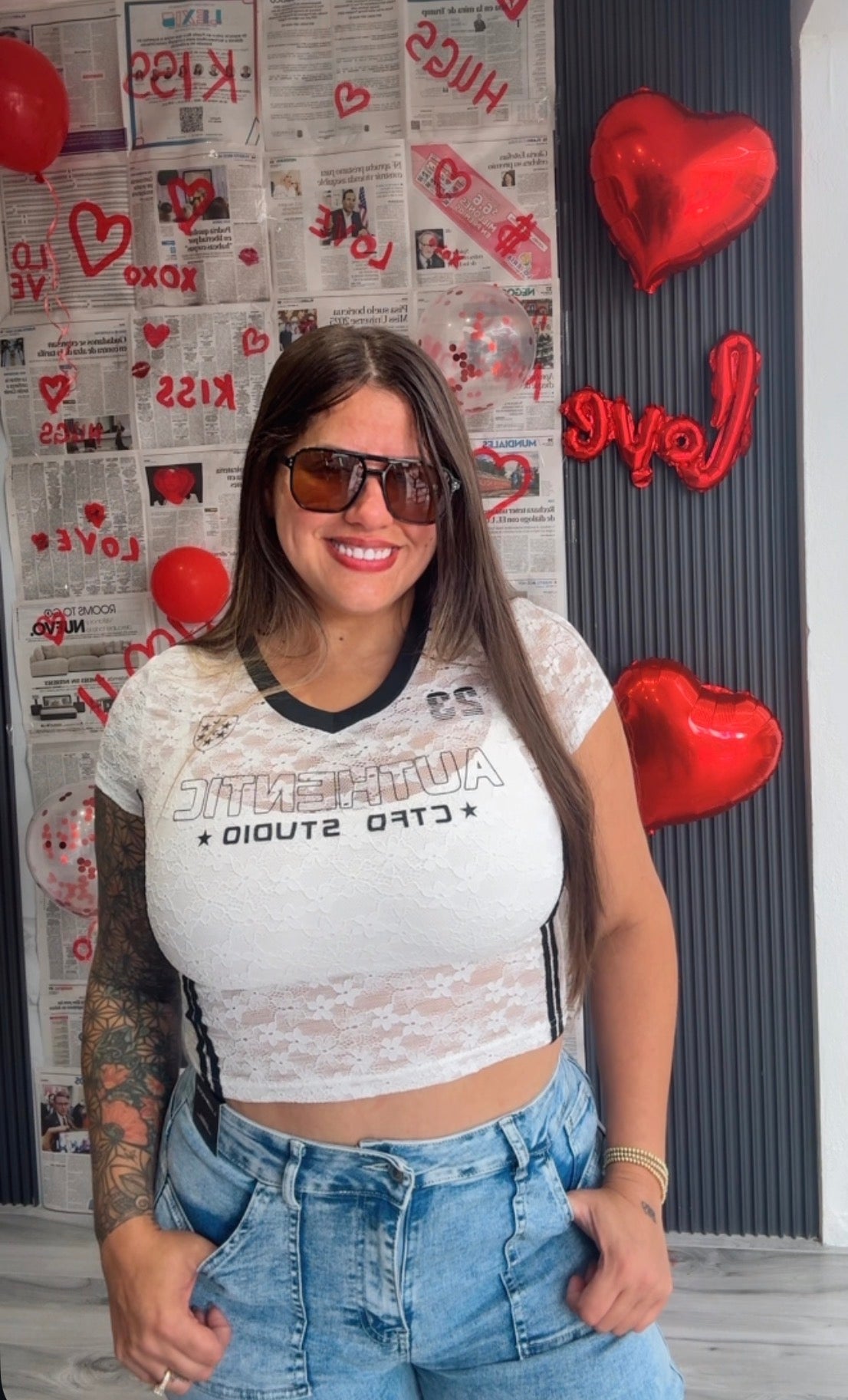 Lace Sport Graphic Crop Top