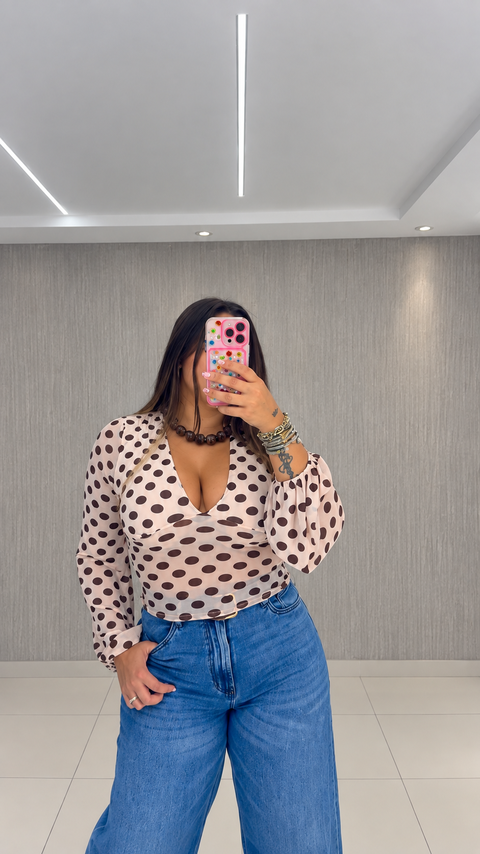 Polka Dot Mesh Top