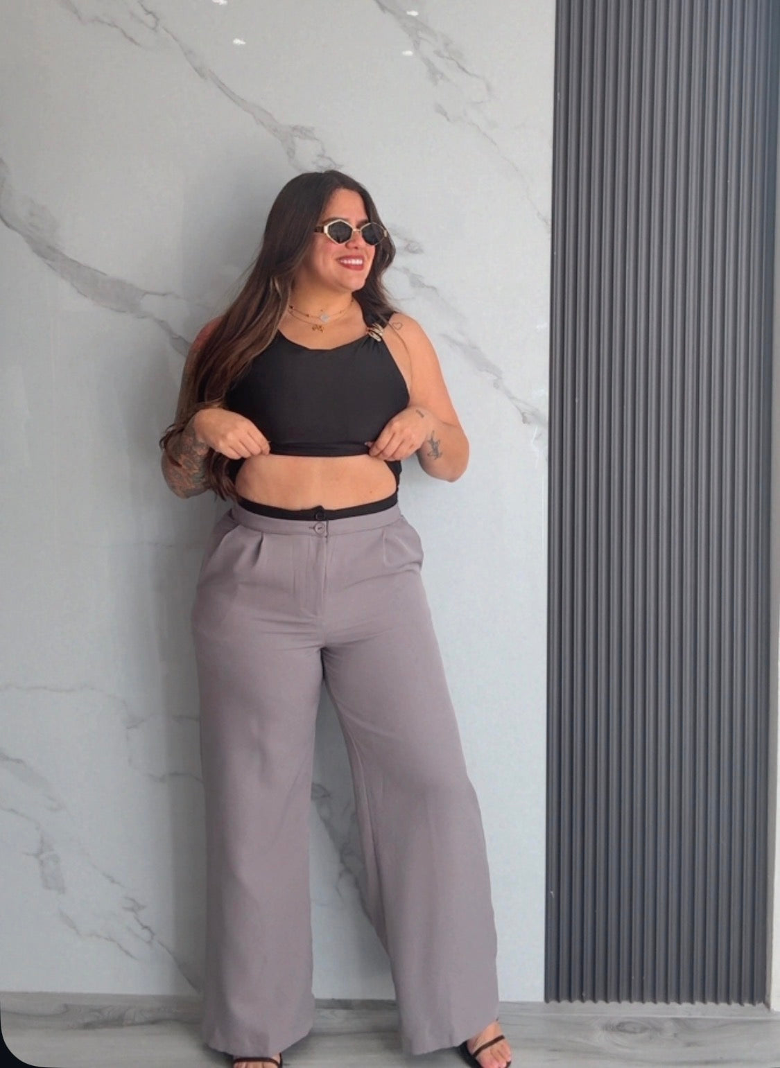 Grey Wide Leg Pants
