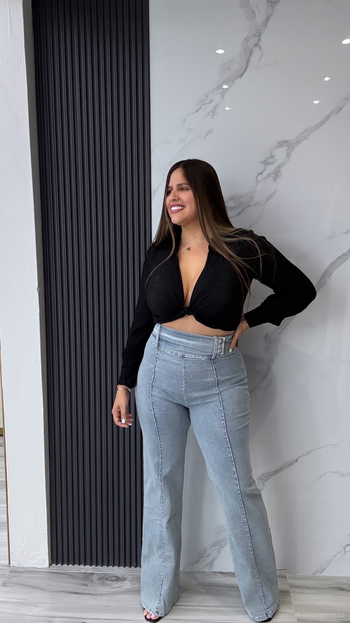 Denim Stretch High Waist Pants