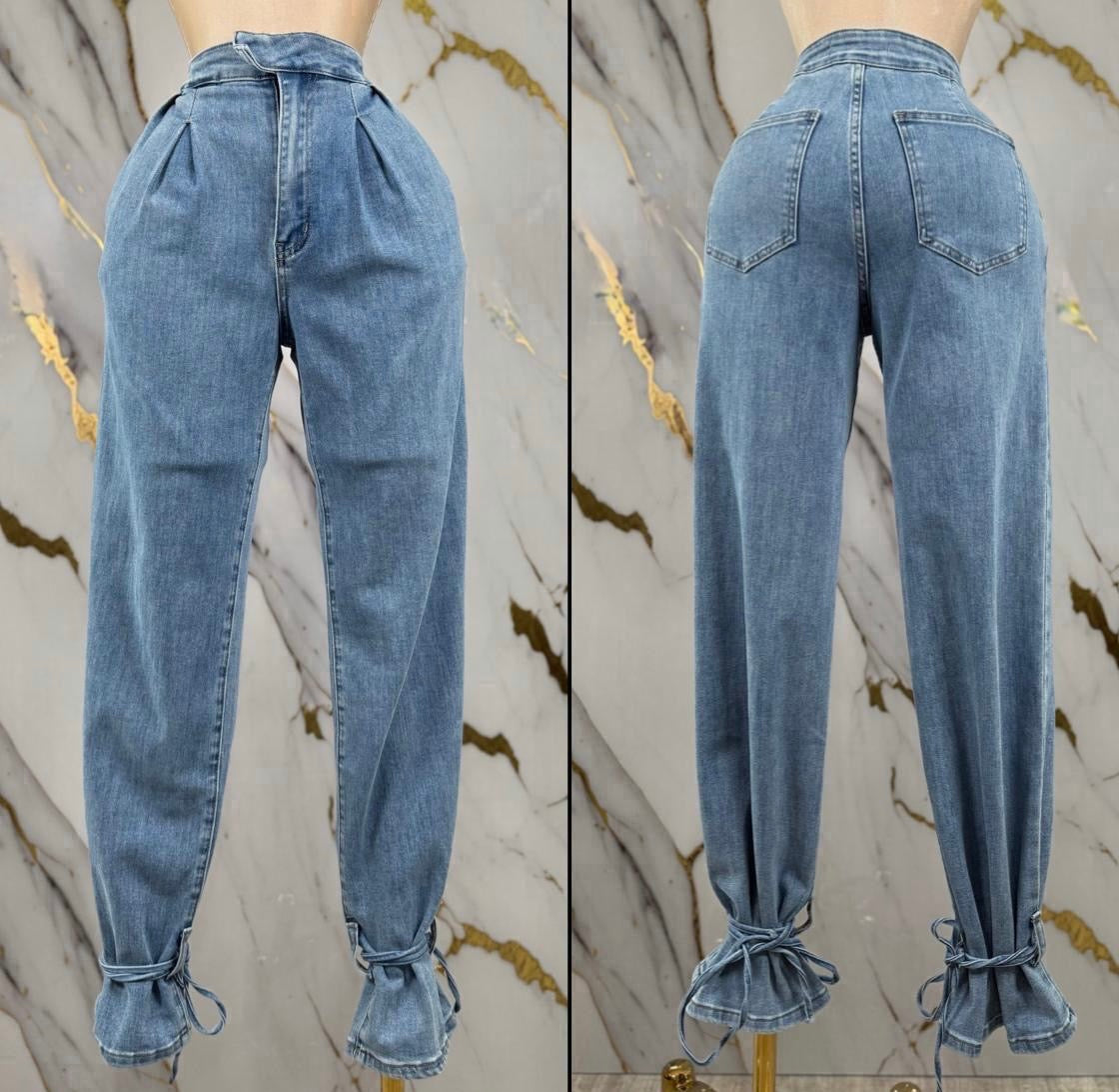 Denim Tie Bottom Pants