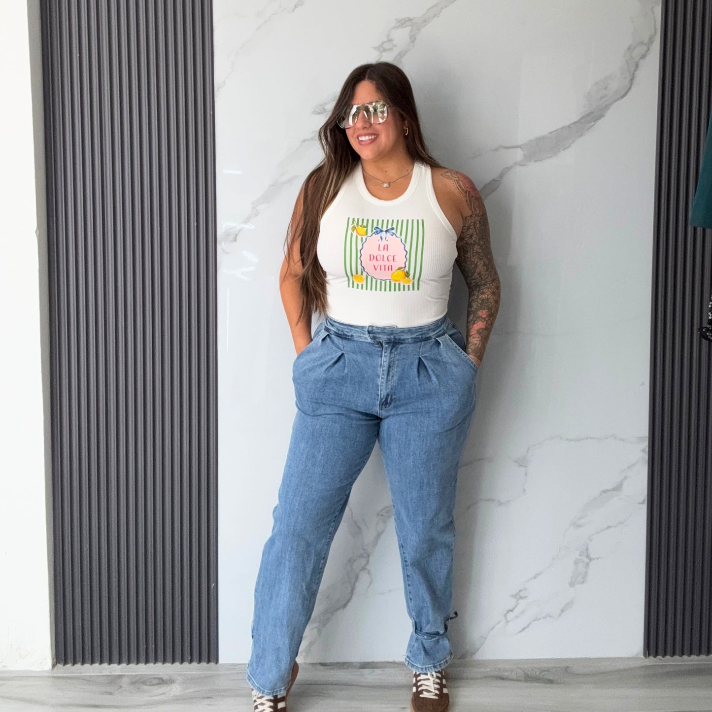 Denim Tie Bottom Pants