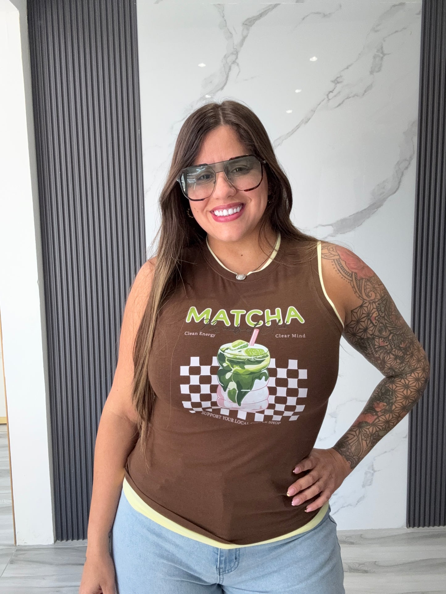 Matcha Contrast Sleeveless Top