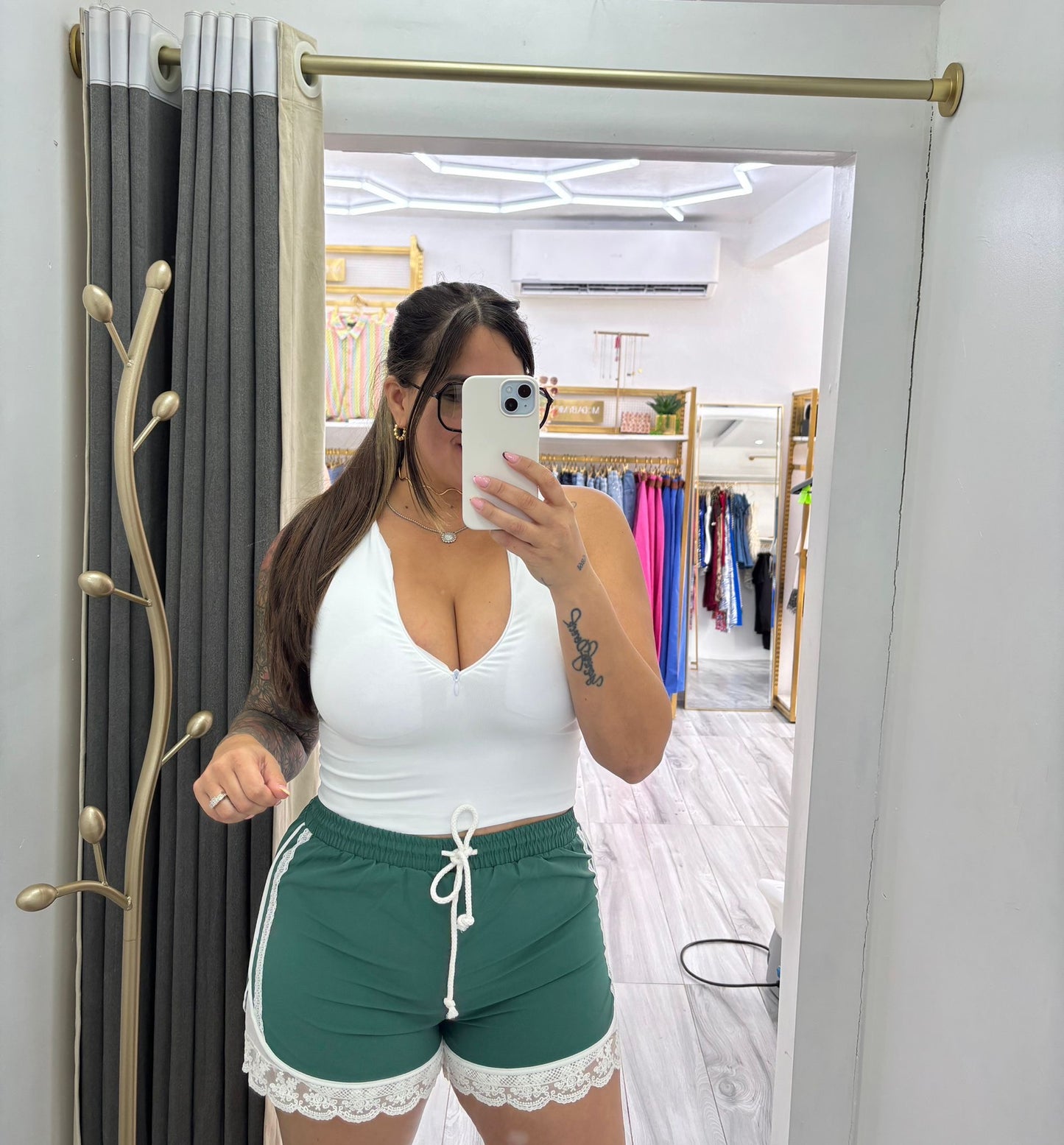 Lace Trim Sporty Shorts