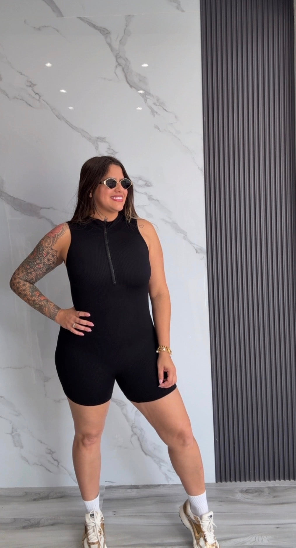 Zip Front Short Jumpsuit