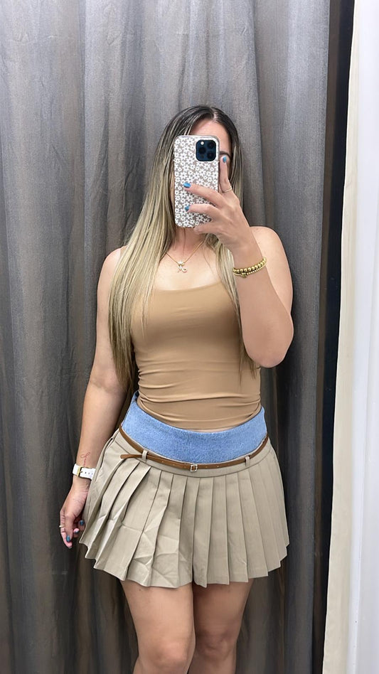 Camel Denim Skort