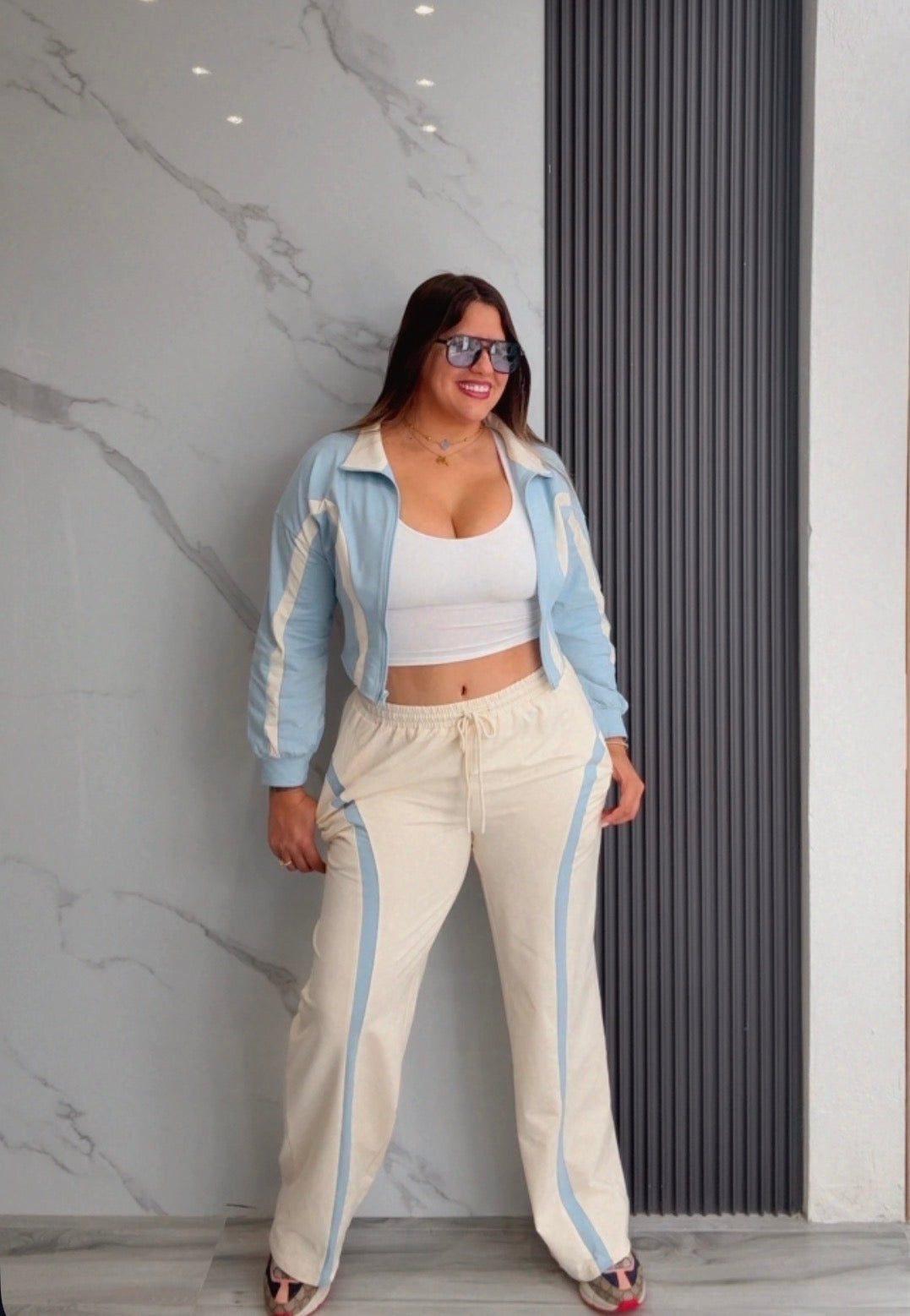 Color Block Pants Set