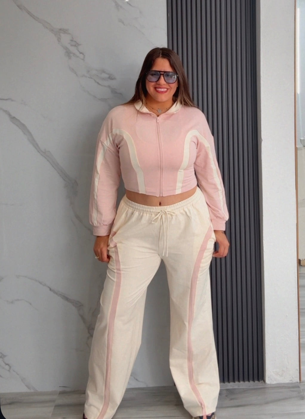 Color Block Pants Set