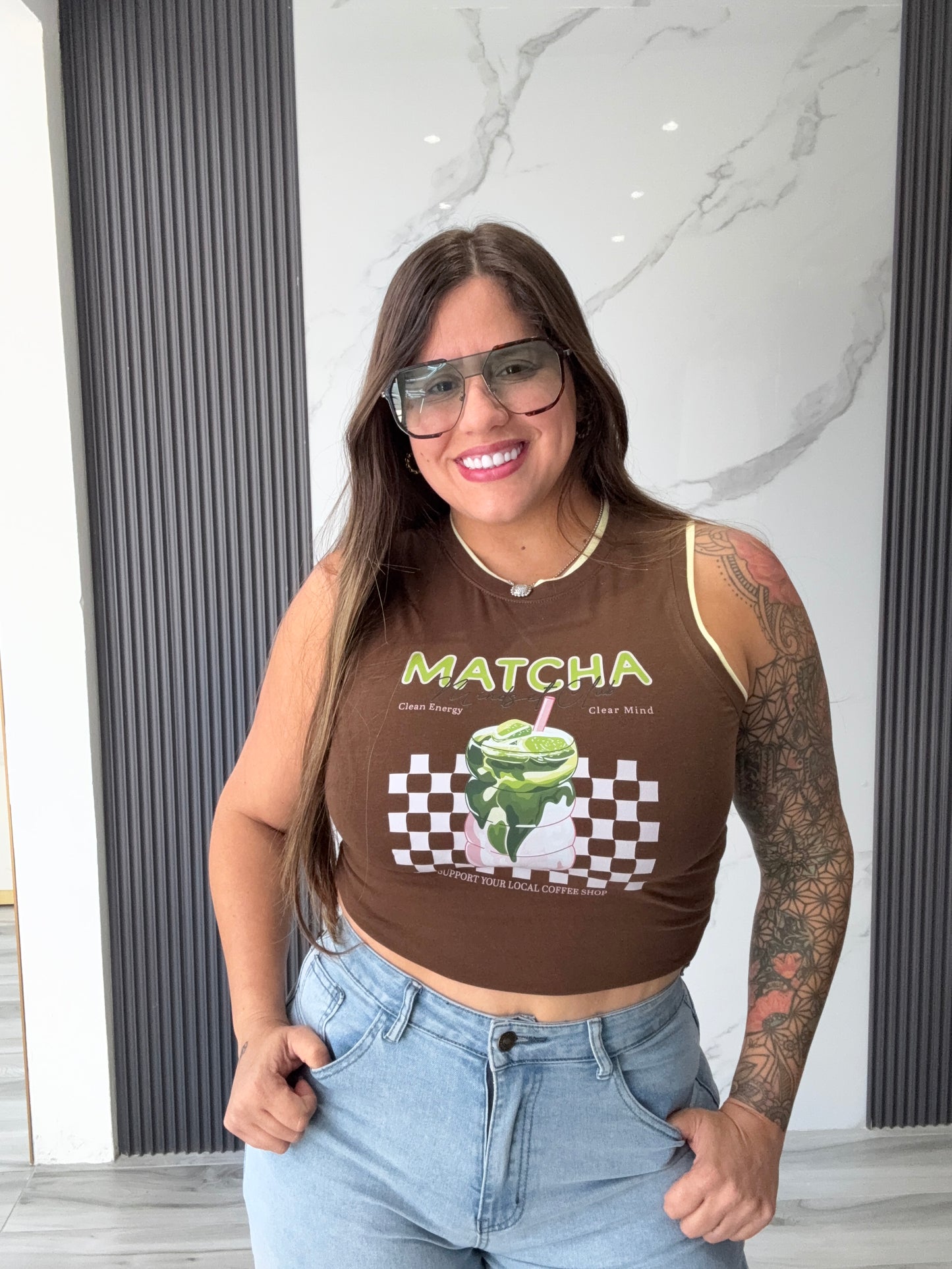 Matcha Contrast Sleeveless Top