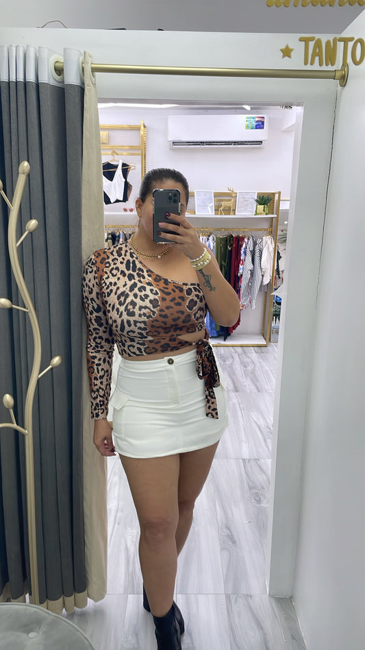 SHOULDER LEOPARD PRINT TOP