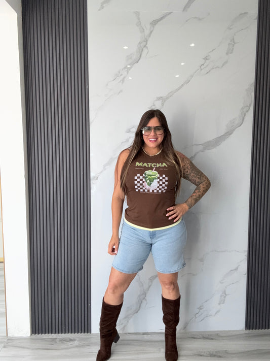 Matcha Contrast Sleeveless Top