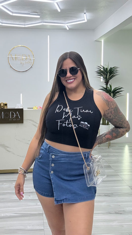 Asymmetrical Denim Skort