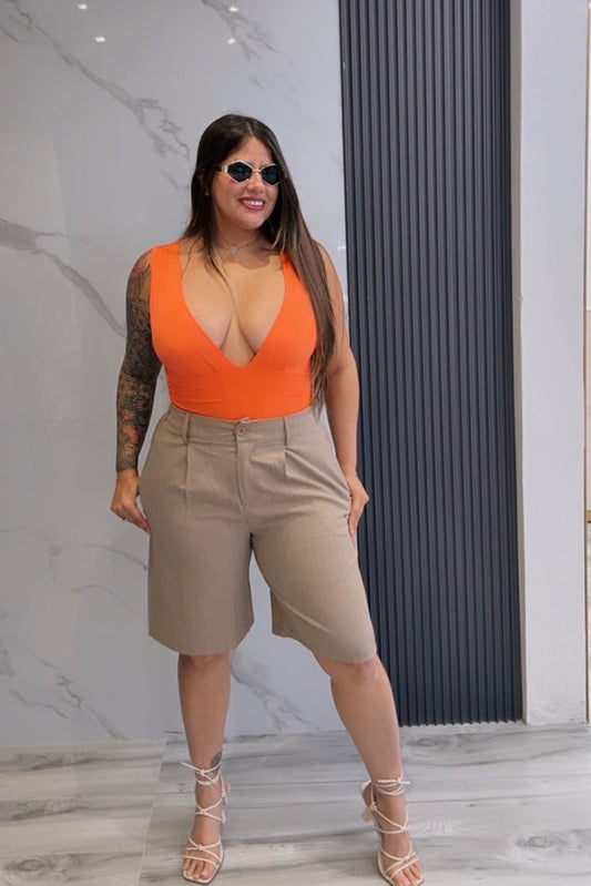 Mocha Pinstripe Bermuda