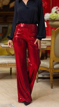 RED SEQUINS PANTS