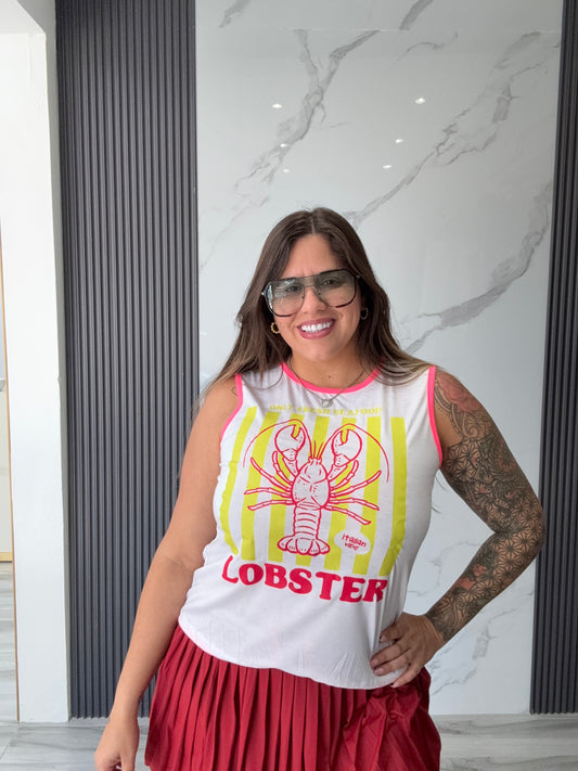 Lobster Contrast Sleeveless Top