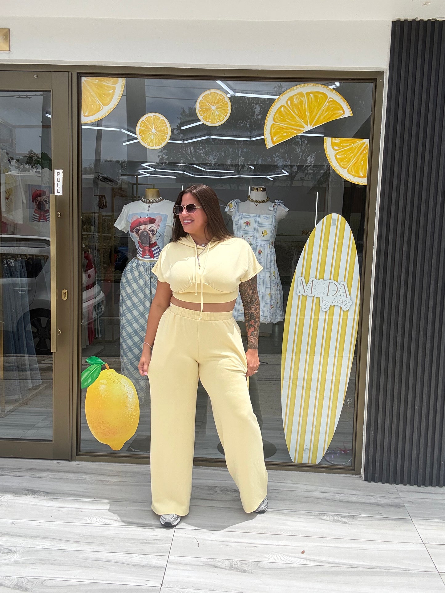 Lemon Soft Hoodie Set